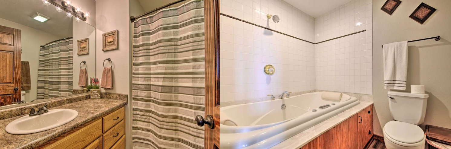 view of bathroom sink and jacuzzi bathtub 